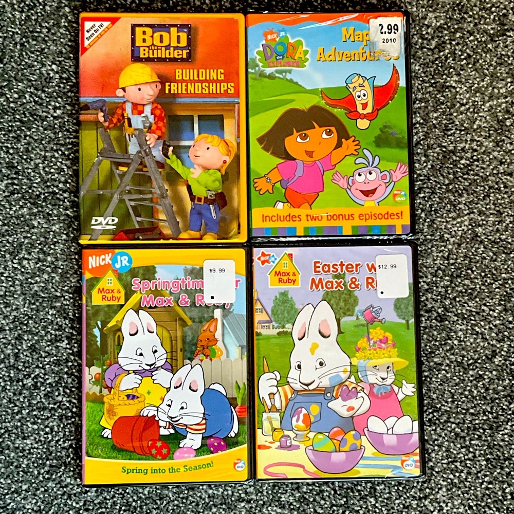 DVD SET of 4 Dora, Max & Ruby, Bob the Builder